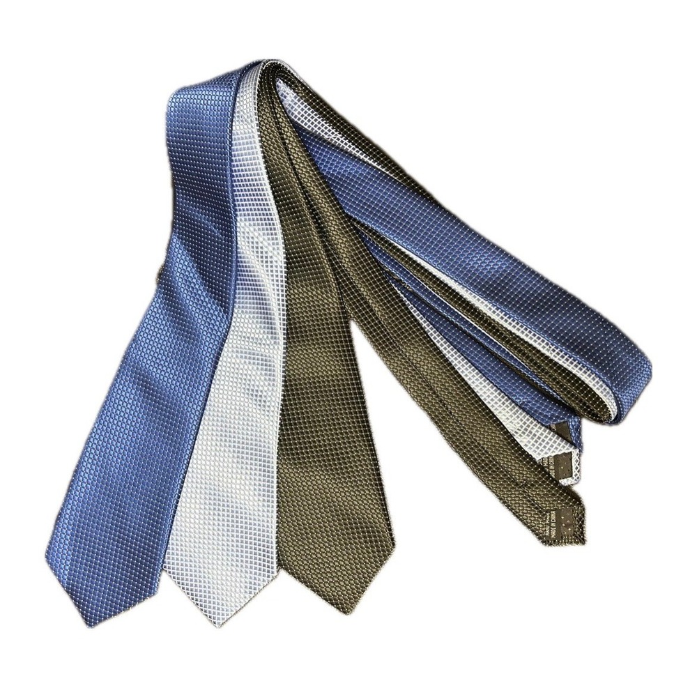 Silk Neck Ties Bundle Blue/Black/Light Blue/White Geometric Design. 59in Length